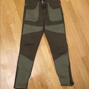 army green with light green patch work jeans